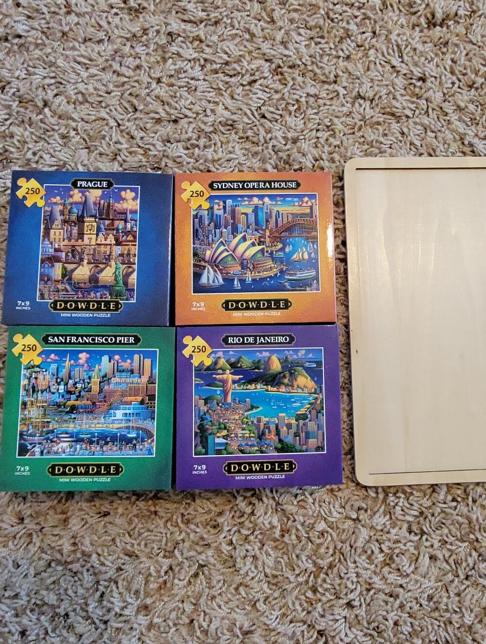 Dowdle Mini Wooden Jigsaw Puzzles Set World Cities 4-Pack 250 Piece Each!